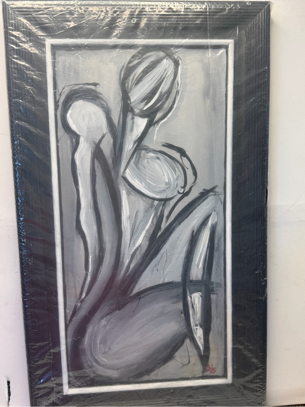 Modern Abstract Wall Art – Framed (Black & White Minimalist)